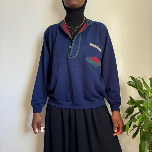 Gitano Tops - Vintage 90s Gitano Global Future Henley Sweatshirt size M